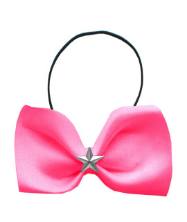 Silver Star Widget Dog Bow Tie - Bright Pink